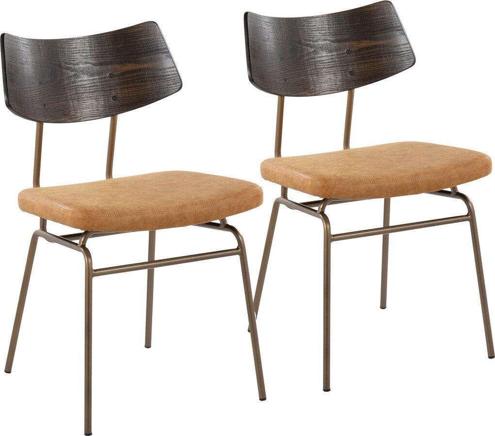 Lumisource Accent Chairs - Walker Chair In Antique Copper Metal, Mustard Yellow Faux Leather, & Walnut Wood (Set of 2)