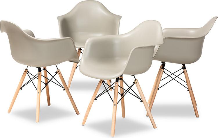 Wholesale Interiors Dining Chairs - Galen Modern Dining Chair Beige & Oak Brown & Black (Set of 4)