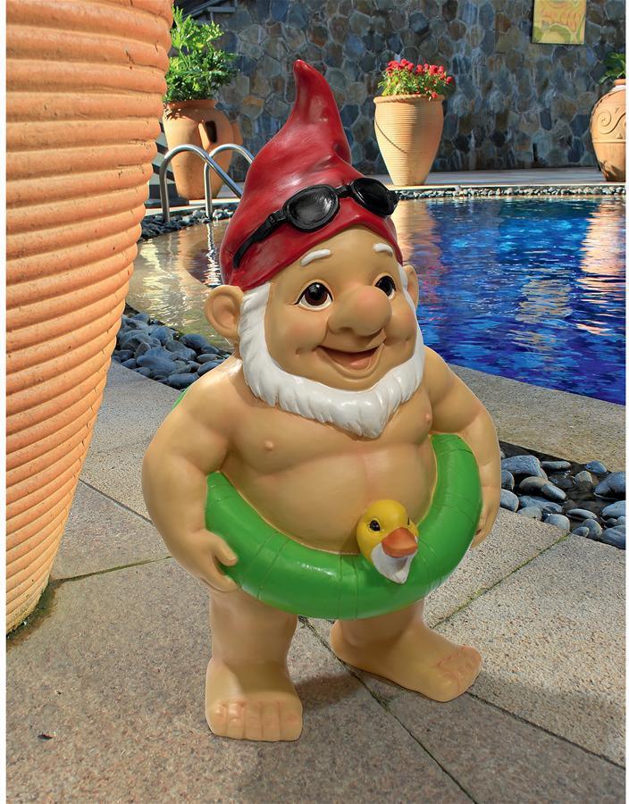 Design Toscano Gnomes - Pool Party Pete Naked Gnome Statue