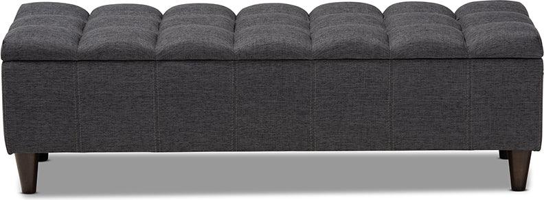 Wholesale Interiors Ottomans & Stools - Brette Mid-Century Charcoal Fabric Upholstered Dark Brown Finished Wood Storage Bench Ottoman