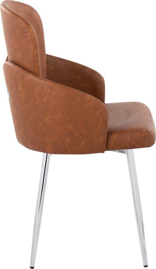 Lumisource Dining Chairs - Dahlia Contemporary Dining Chair In Chrome Metal & Camel Faux Leather With Chrome Accent (Set of 2)