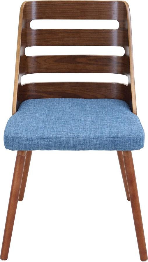 Lumisource Dining Chairs - Trevi Mid-Century Modern Dining/Accent Chair in Walnut with Blue Fabric