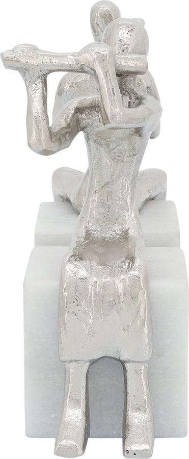 Sagebrook Home Bookends - S/2 Metal Musicians On Marble Base Silver