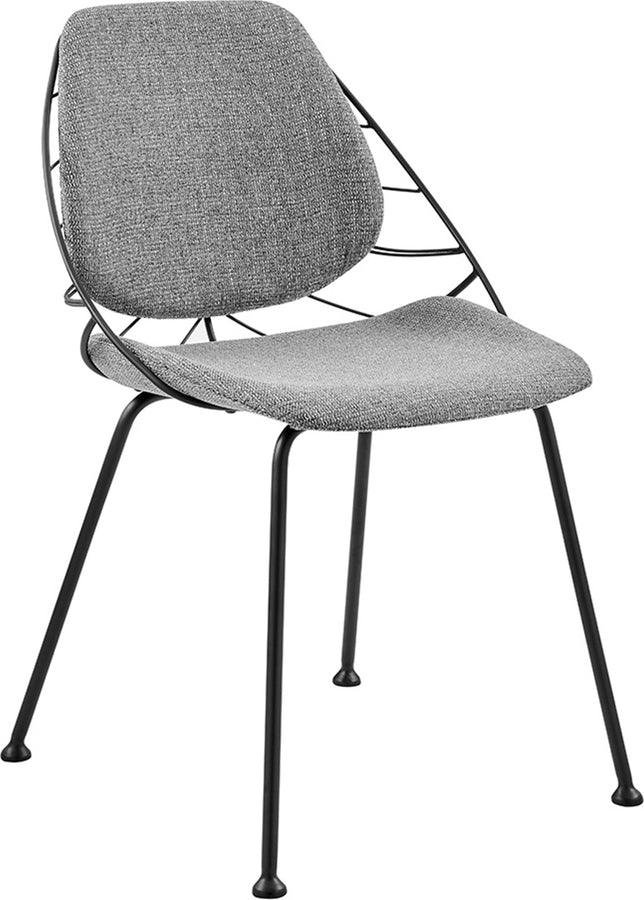 Euro Style Dining Chairs - Linnea Side Chair in Light Gray Fabric with Matte Black Frame and Legs - Set of 2