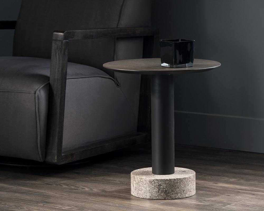SUNPAN Side & End Tables - Monaco End Table Black Gray Marble & Raw Umber