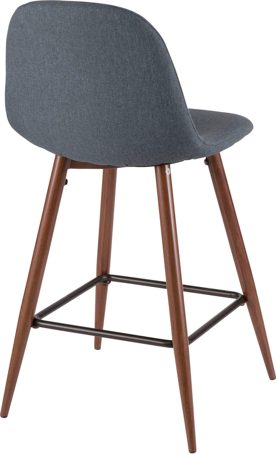 Lumisource Barstools - Pebble Counter Stool Walnut & Blue (Set of 2)
