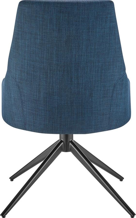 Euro Style Dining Chairs - Signa Side Chair in Blue Fabric with Black Steel Base