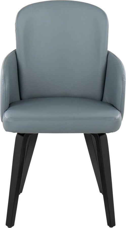 Lumisource Dining Chairs - Dahlia Contemporary Dining Chair In Black Wood & Grey Faux Leather With Chrome Accent (Set of 2)