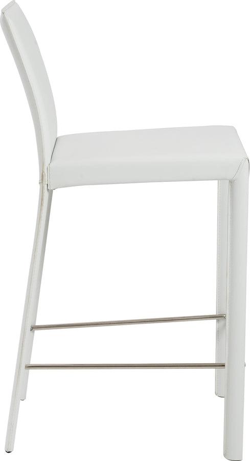 Euro Style Barstools - Hasina Counter Stool in White with Polished Stainless Steel Legs - Set of 2