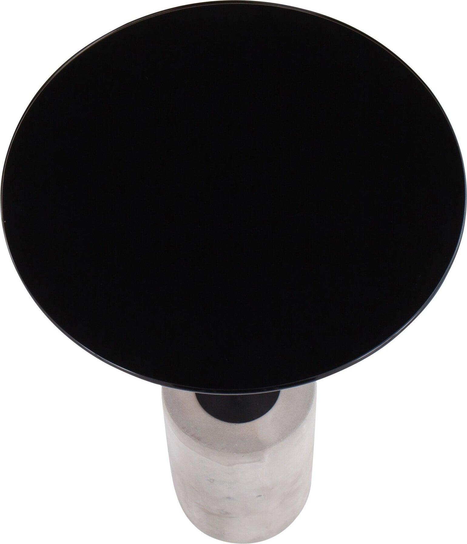 Lumisource Side & End Tables - Symbol Side Table Concrete & Black Steel & Black Glass