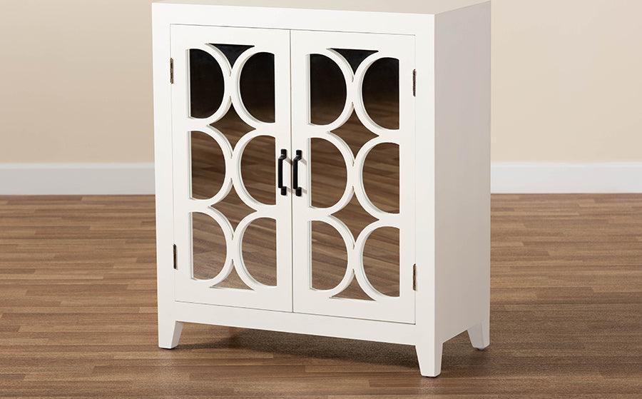 Wholesale Interiors Buffets & Sideboards - Garcelle White Finished Wood and Mirrored Glass 2-Door Sideboard