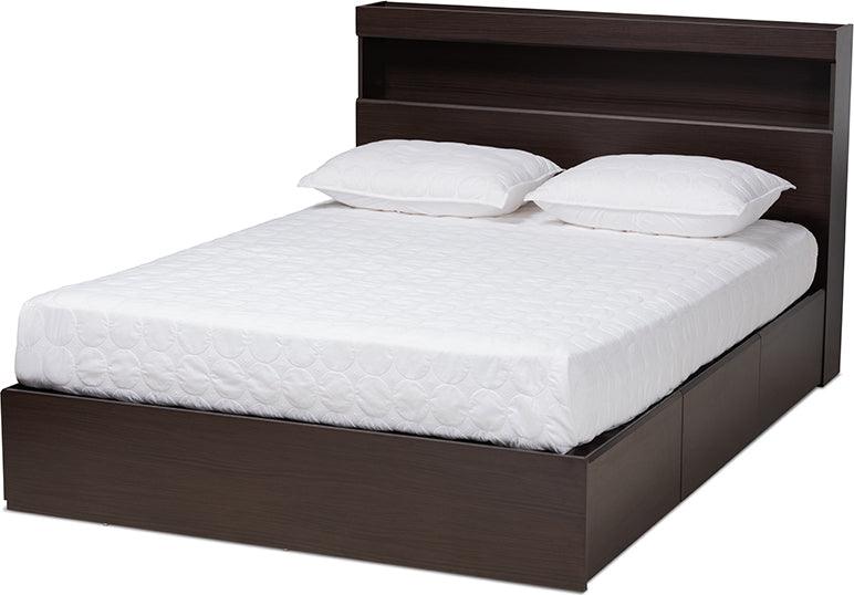 Wholesale Interiors Beds - Blaine Queen Storage Bed Dark brown