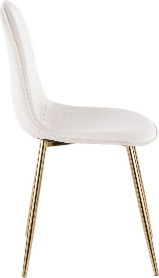 Lumisource Dining Chairs - Pebble Contemporary Chair in Gold Steel and Cream Velvet - Set of 2
