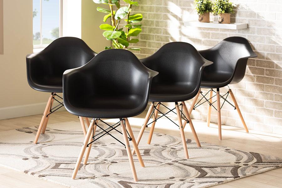Wholesale Interiors Dining Chairs - Galen Modern Dining Chair Black & Oak Brown (Set of 4)