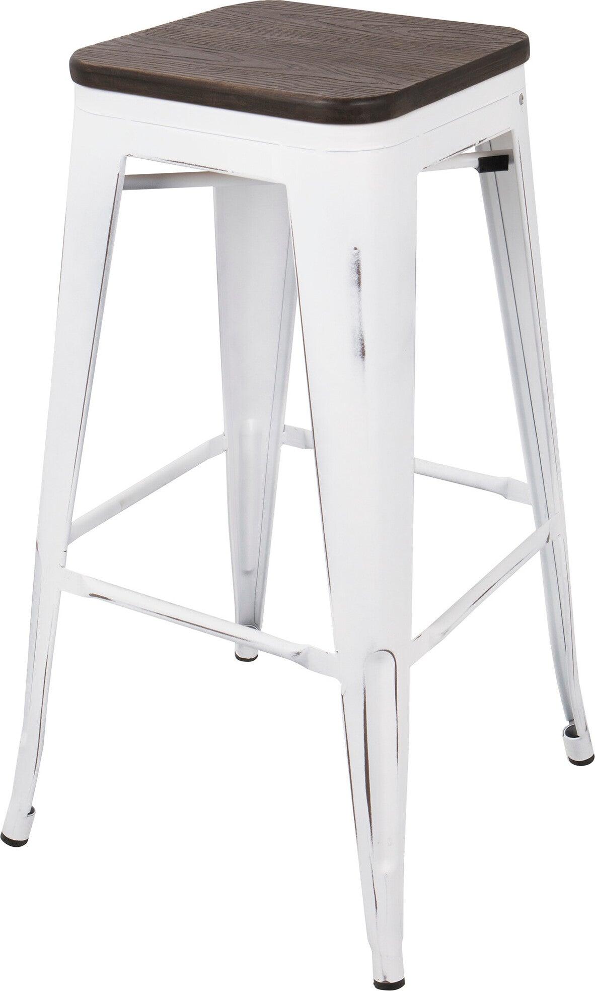 Lumisource Barstools - Oregon Barstool (Set of 2) White & Espresso