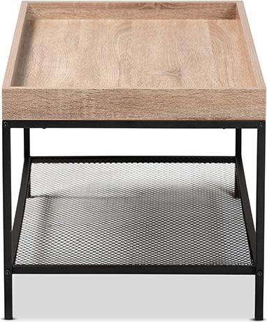 Wholesale Interiors Coffee Tables - Overton Modern Industrial Oak Brown Finished Wood and Black Metal Coffee Table