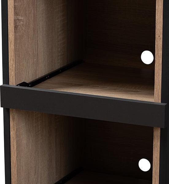 Wholesale Interiors Kitchen Storage & Organization - Fabian Dark Grey And Oak Brown Finished Kitchen Cabinet With Roll-Out Compartment
