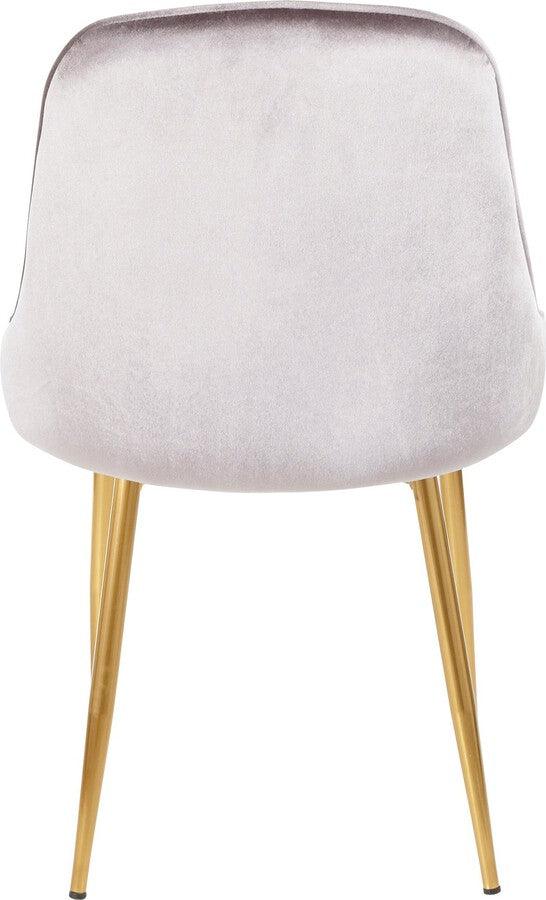Lumisource Dining Chairs - Marcel Contemporary Dining Chair with Gold Frame and Silver Velvet Fabric - Set of 2