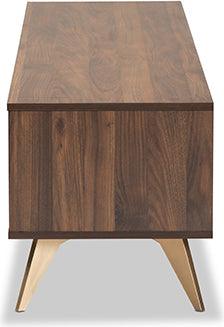 Wholesale Interiors TV & Media Units - Dena Walnut Brown Wood and Gold Finished TV Stand