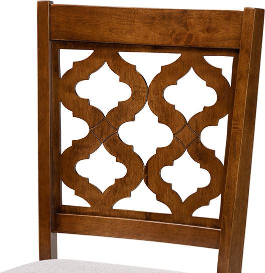 Wholesale Interiors Dining Sets - Ramiro Grey Fabric Upholstered and Walnut Brown Finished Wood 7-Piece Dining Set
