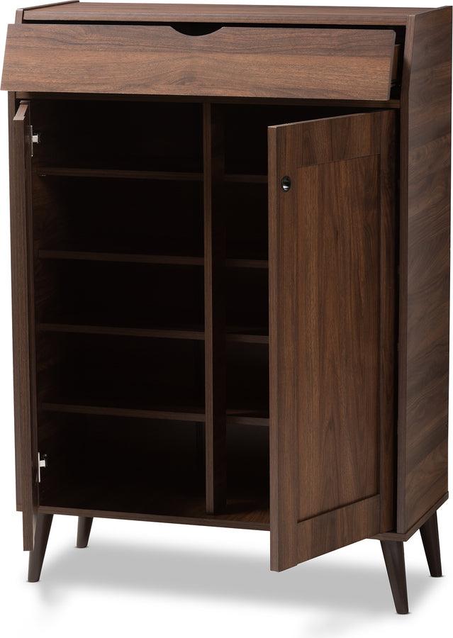Wholesale Interiors Shoe Storage - Cormier Walnut Brown finished 2-Door Wood Entryway Shoe Storage Cabinet