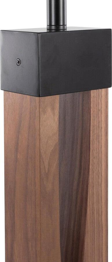 Lumisource Floor Lamps - Live Edge Contemporary Floor Lamp In Black Steel & Walnut Wood With White Shade