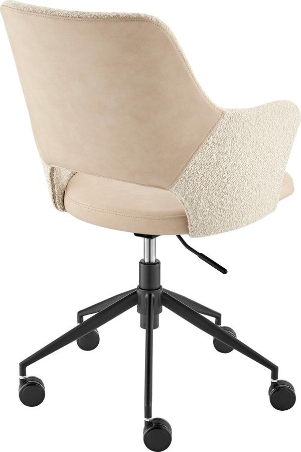 Euro Style Task Chairs - Darcie Office Chair in Ivory Leatherette and Fabric with Black Base