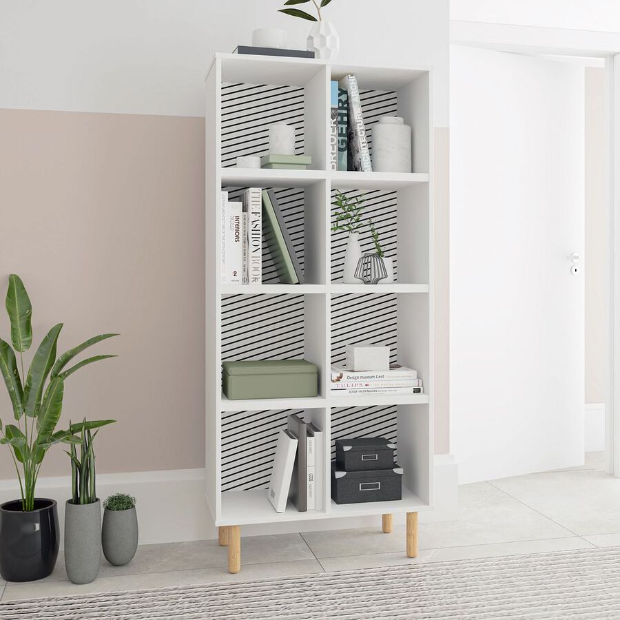 Manhattan Comfort Bookcases & Display Units - Essex 60.23 Double Bookcase in White and Zebra