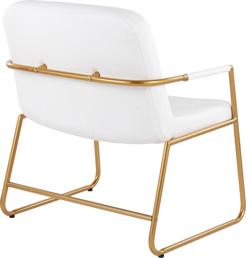 Lumisource Accent Chairs - Duke Contemporary Accent Chair In Gold Steel & White Faux Leather