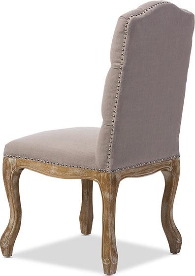 Wholesale Interiors Dining Chairs - Hudson Weathered Oak Beige Fabric Button-tufted Dining Chair