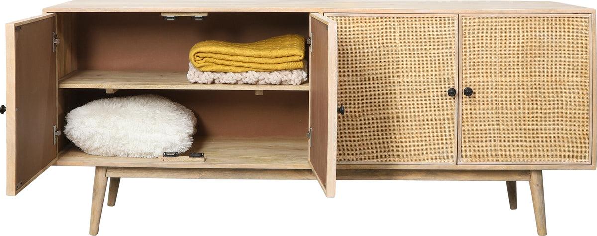 Sagebrook Home Consoles - Wood, 72x31 4-door Rattan Sideboard, Natural Kd