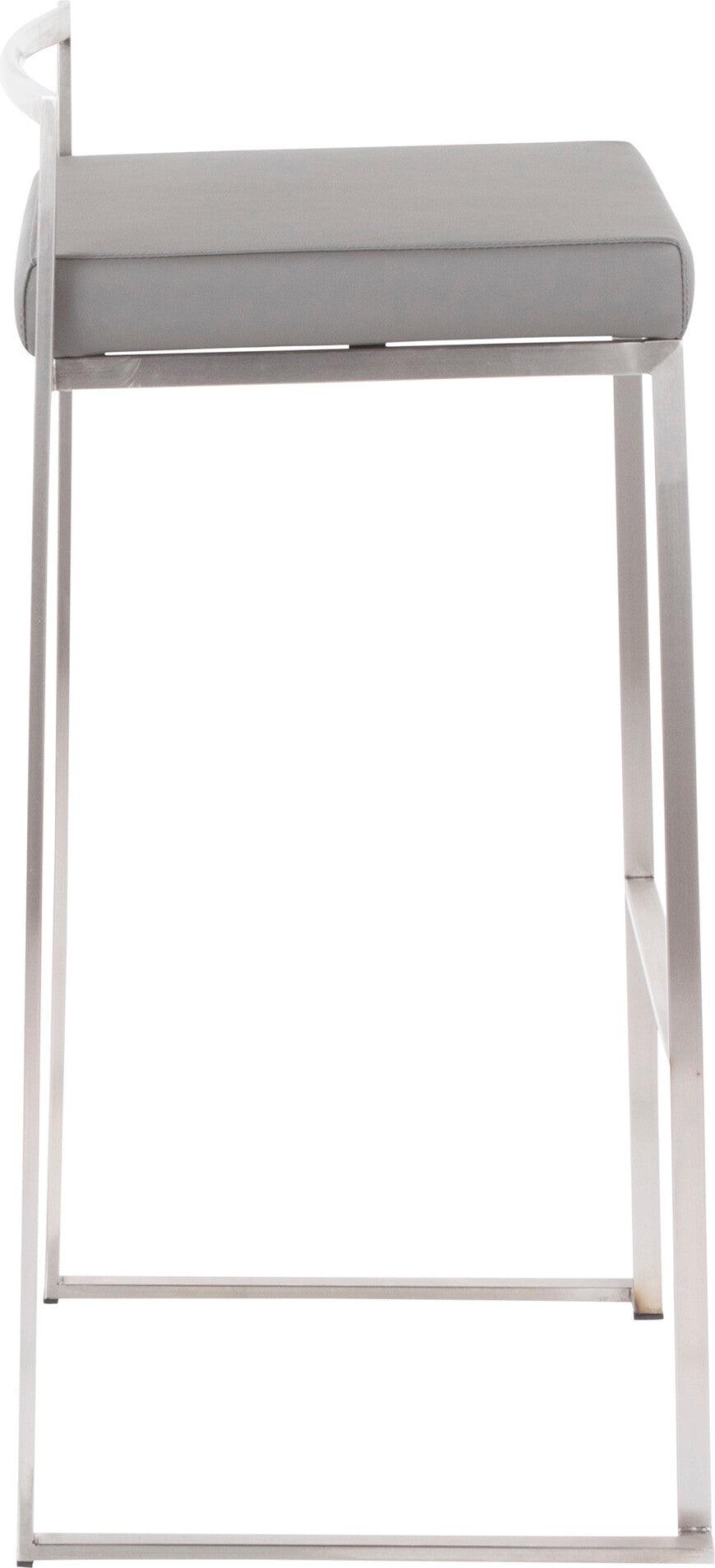 Lumisource Barstools - Fuji Stacker Barstool Brushed & Gray (Set of 2)