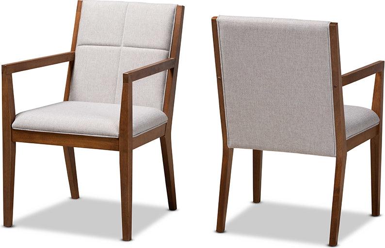 Wholesale Interiors Accent Chairs - Theresa Greige And Walnut Effect 2-Piece Chair Set