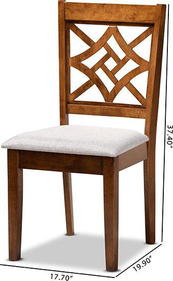 Wholesale Interiors Dining Chairs - Nicolette Contemporary Grey Fabric and Brown Finished Wood 2-Piece Dining Chair Set