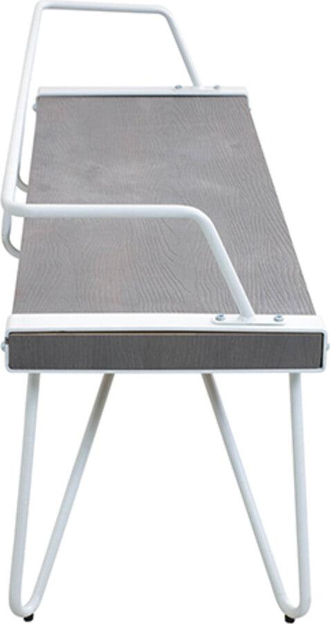 Lumisource Benches - Stefani Industrial Bench in White and Grey