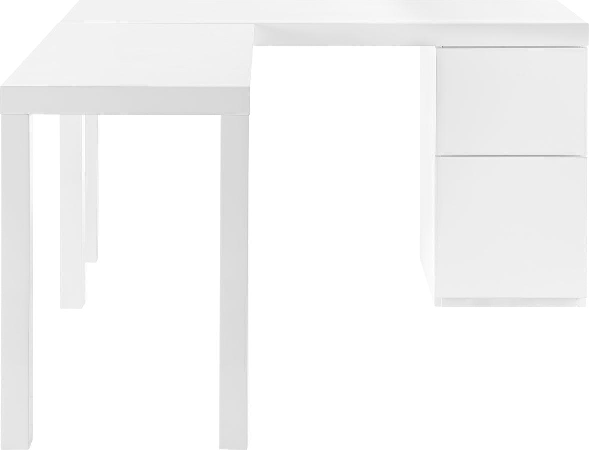 Euro Style Desks - Tresero L-Desk in High Gloss White