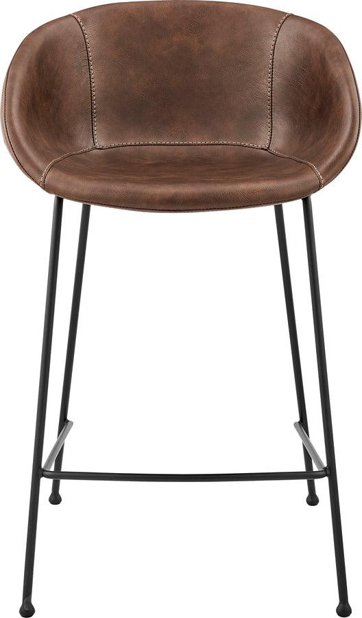 Euro Style Barstools - Zach Counter Stool with Leatherette and Matte Black Powder Coated Steel Frame and Legs - Set of 2