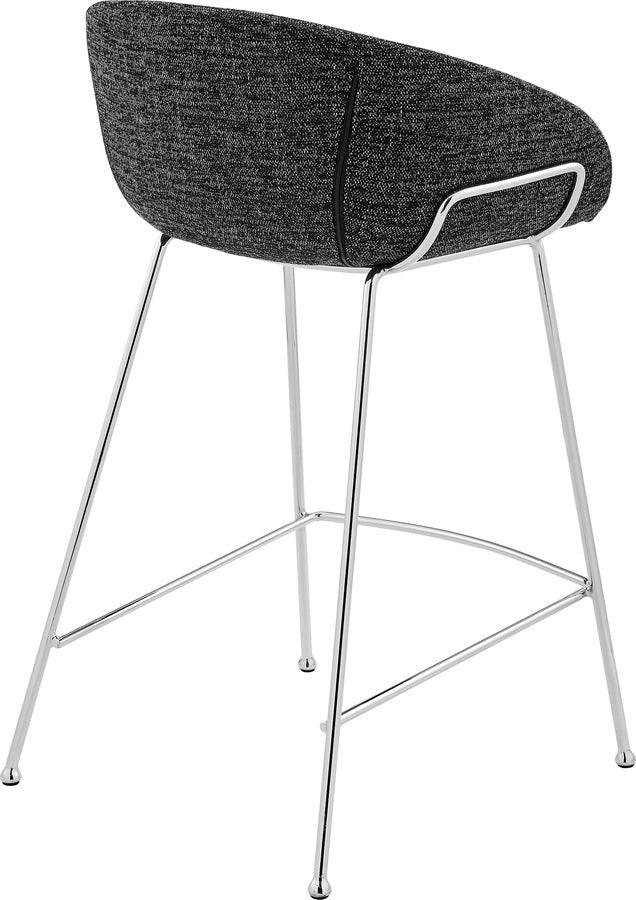 Euro Style Barstools - Zach-C Counter Stool with Black Fabric and Chromed Steel Frame and Legs - Set of 2