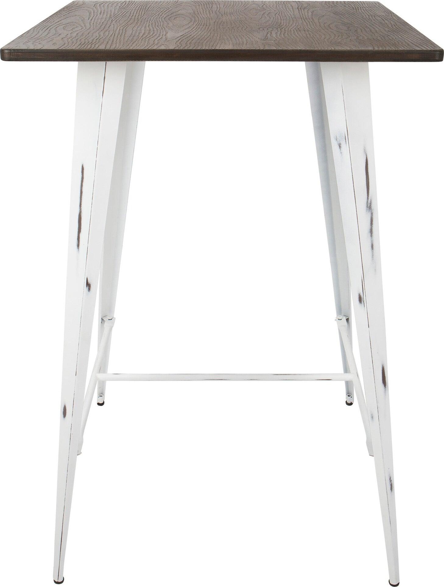 Lumisource Bar Tables - Oregon Industrial Table in Vintage White and Espresso LumiSource