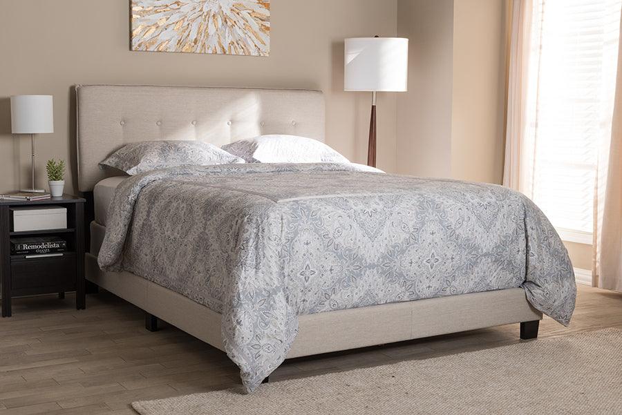 Wholesale Interiors Beds - Audrey Modern And Contemporary Light Beige Fabric Upholstered King Size Bed