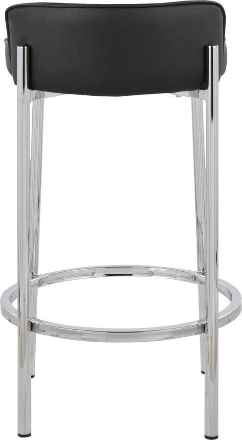 Lumisource Barstools - Chloe Counter Stool In Chrome Metal & Black Faux Leather (Set of 2)