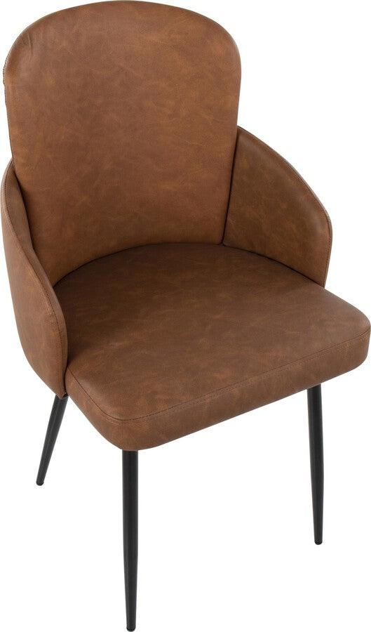 Lumisource Dining Chairs - Dahlia Contemporary Dining Chair In Black Metal & Camel Faux Leather With Chrome Accent (Set of 2)