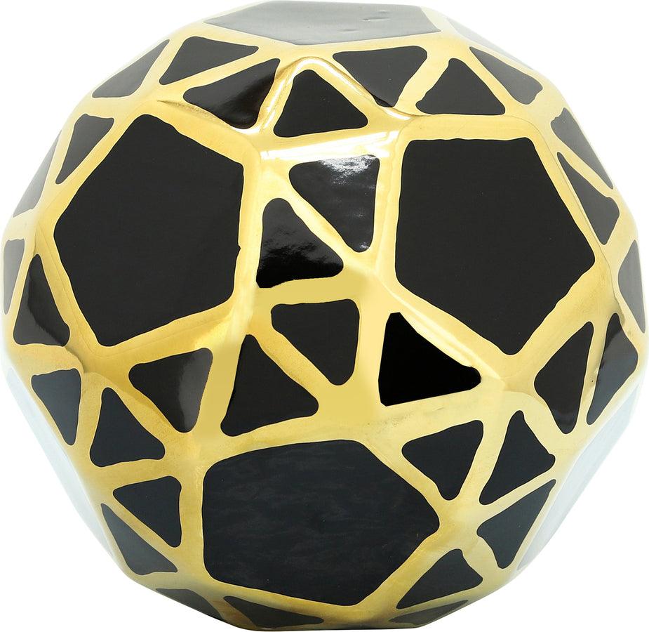 Sagebrook Home Decorative Objects - Ceramic Orb 6" Black/Gold