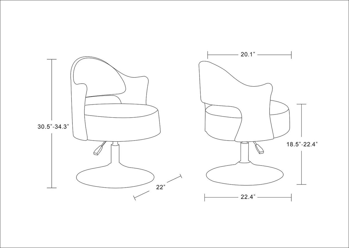 Manhattan Comfort Accent Chairs - Bopper White & Polished Chrome Faux Leather Adjustable Height Swivel Accent Chair