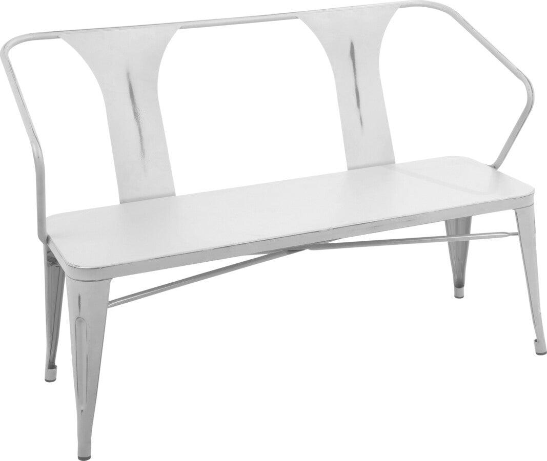 Lumisource Benches - Waco Industrial Bench in Vintage White Metal