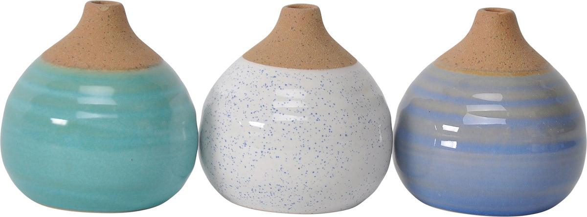 Sagebrook Home Vases - S/3 Glazed Bud Vases Blue & White