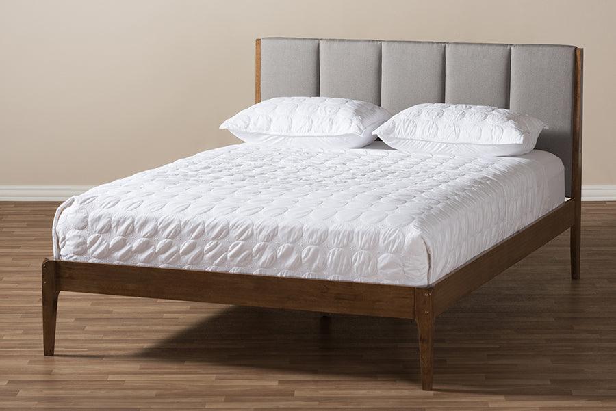 Wholesale Interiors Beds - Ember King Bed Light Gray/Walnut Brown