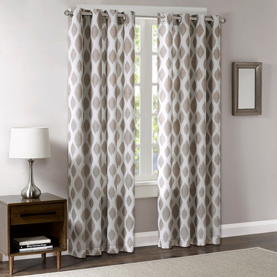 Olliix.com Curtains - Metallic Ogee Sheer Panel with Blackout Lining Bronze