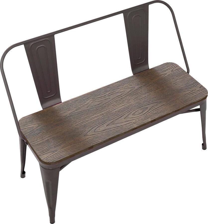 Lumisource Benches - Oregon Industrial-Farmhouse Bench in Antique and Espresso
