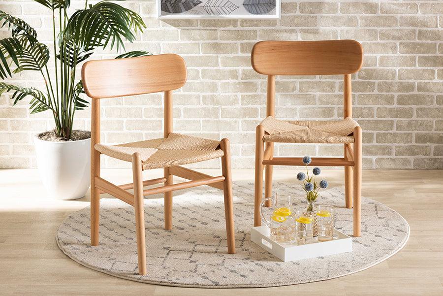 Wholesale Interiors Dining Chairs - Raheem Brown Hemp and Wood 2-Piece Dining Chair Set